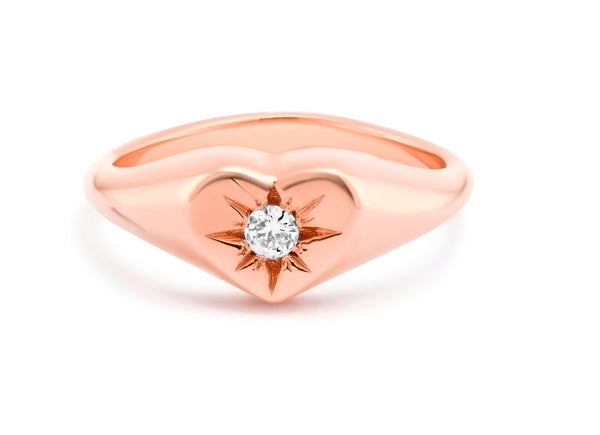 Pinkie Heart Ring in Gold with Diamonds