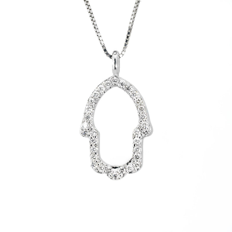 Hamsa Necklace in Gold with Diamonds