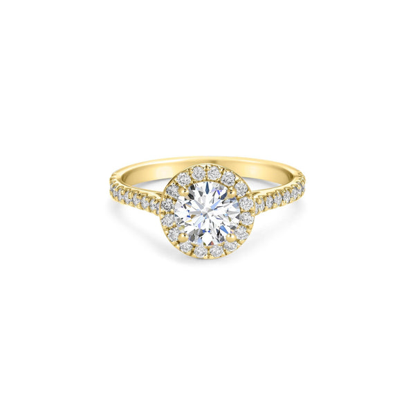 Round Halo Ring in Gold with Diamonds