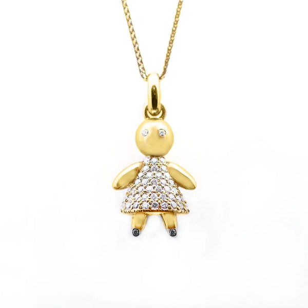 New Mom | Doll Necklace in Gold with Diamonds