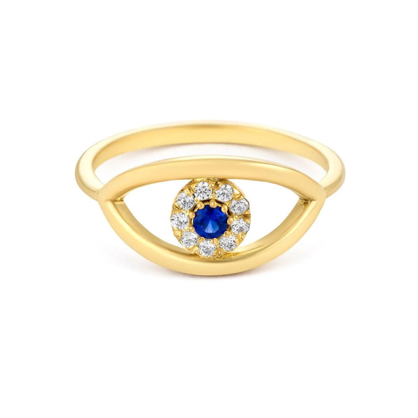 Evil Eye Shape  Ring in Gold with Diamonds