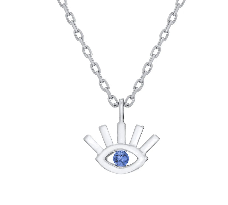 Tiny Evil Eye Shape Necklace in Gold with Diamonds
