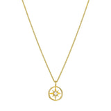 Compass Shape Necklace in Gold with Diamonds