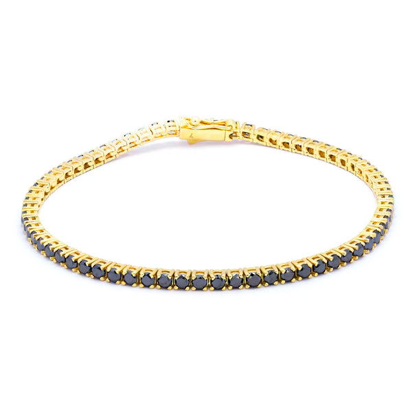 Black Diamond Line Bracelet in Gold