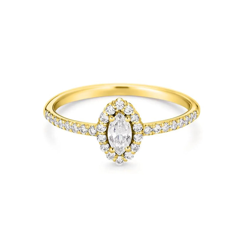 Marquise Shape Vintage Design Ring in Gold with Diamonds