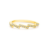 Zig Zag Wave Shape Ring in Gold with Diamonds