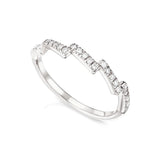 Zig Zag Wave Shape Ring in Gold with Diamonds