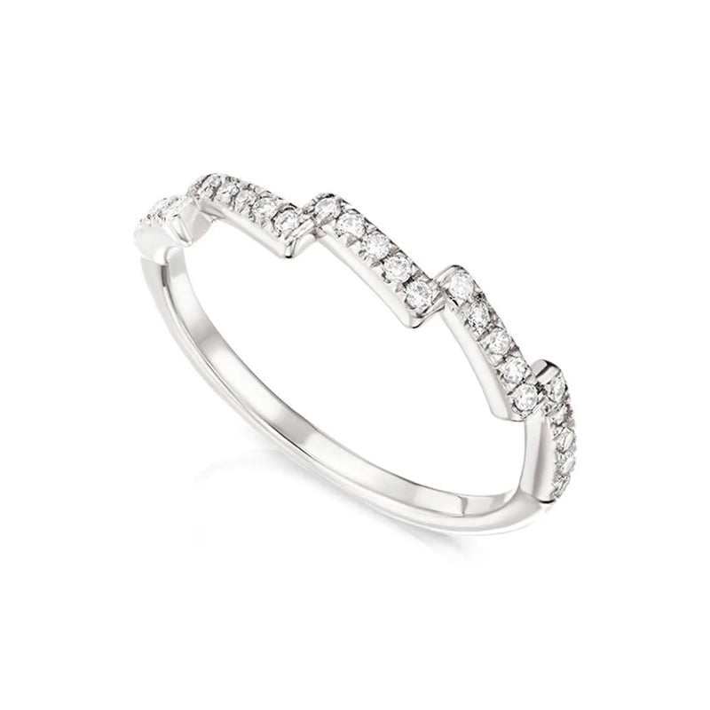 Zig Zag Wave Shape Ring in Gold with Diamonds
