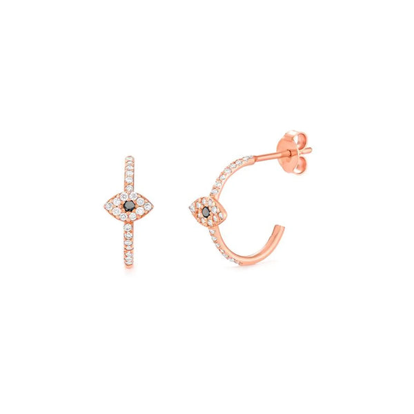 Evil Eye Hoop Earrings in Gold with Diamonds