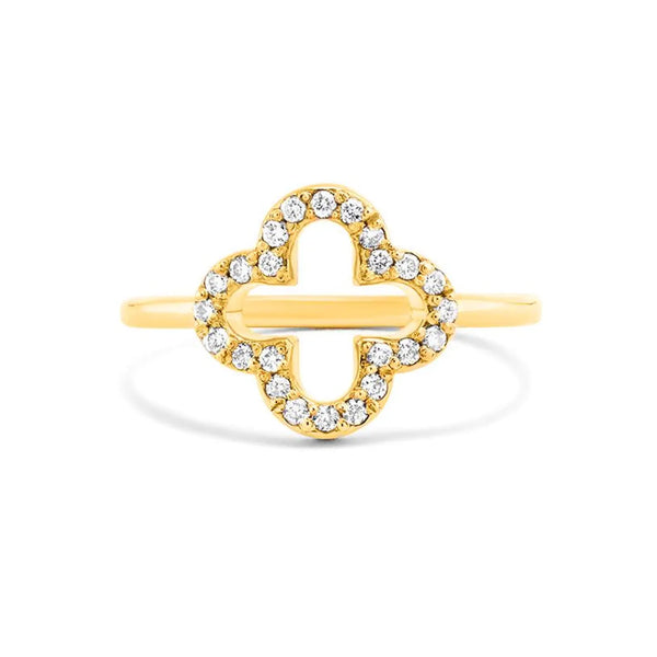 Clover Ring in Gold with Diamonds