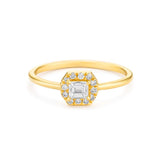 Emerald Shape Ring in Gold with Diamonds