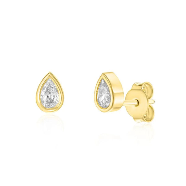 טבעת V משובצת זהב משובצת ביהלום משובצת ב-Pear &amp; Pave