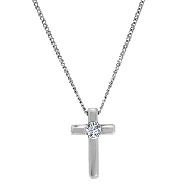 Tiny Cross Necklace in Gold with Diamonds