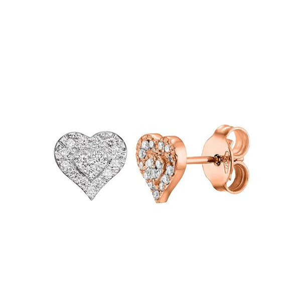 Heart Shape Earrings in Gold with Diamonds