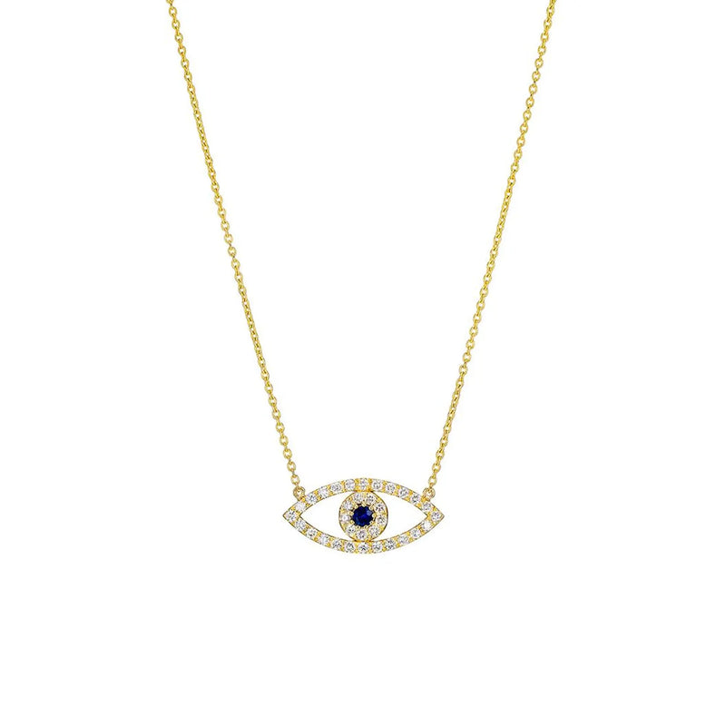 Eye Shape Necklace in Gold with Diamonds