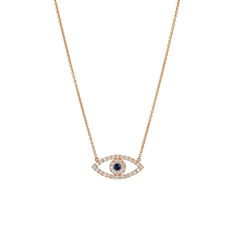 Eye Shape Necklace in Gold with Diamonds
