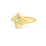 Cross Shaped Ring in Gold with Diamonds