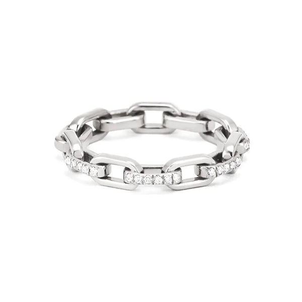 Chain Ring in Gold with Diamonds