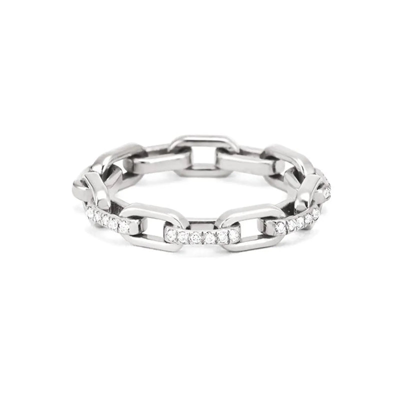 Chain Ring in Gold with Diamonds