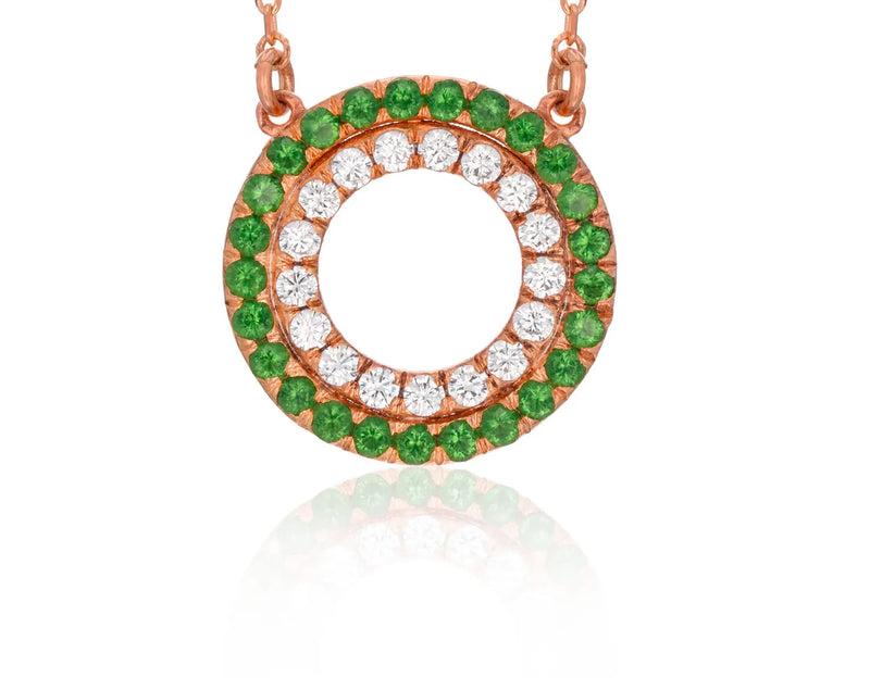 Double Circle Necklace in Gold with Diamonds