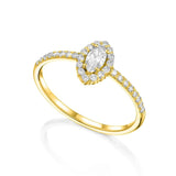 Marquise Shape Vintage Design Ring in Gold with Diamonds