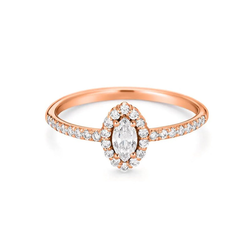 Marquise Shape Vintage Design Ring in Gold with Diamonds