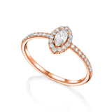 Marquise Shape Vintage Design Ring in Gold with Diamonds