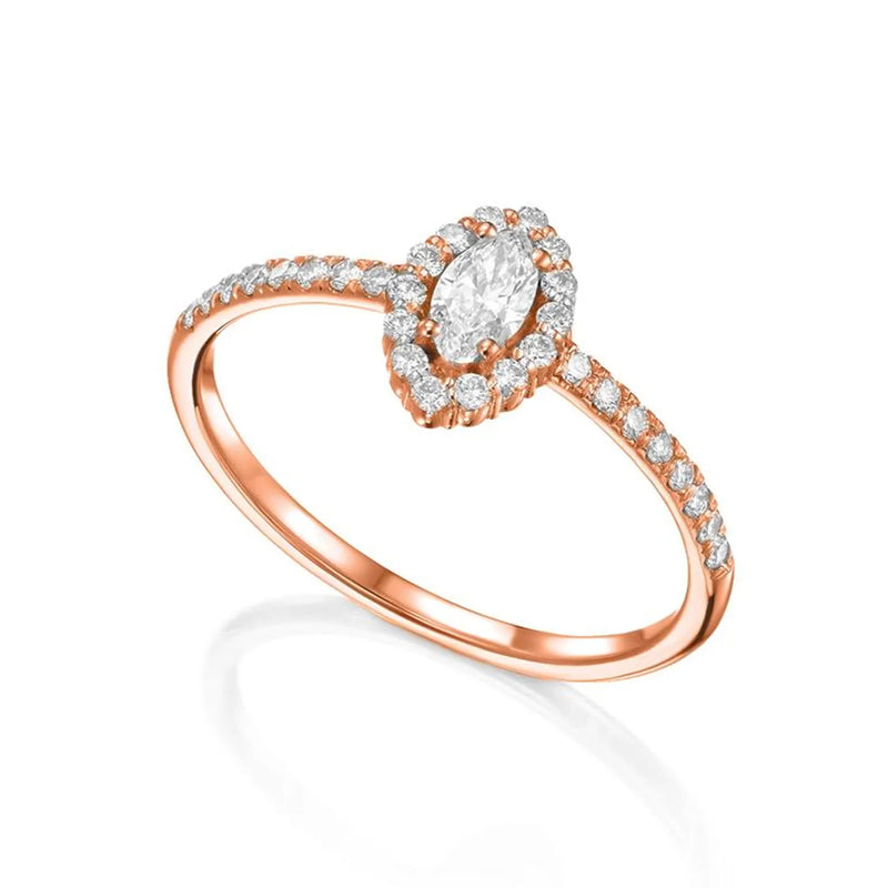 Marquise Shape Vintage Design Ring in Gold with Diamonds