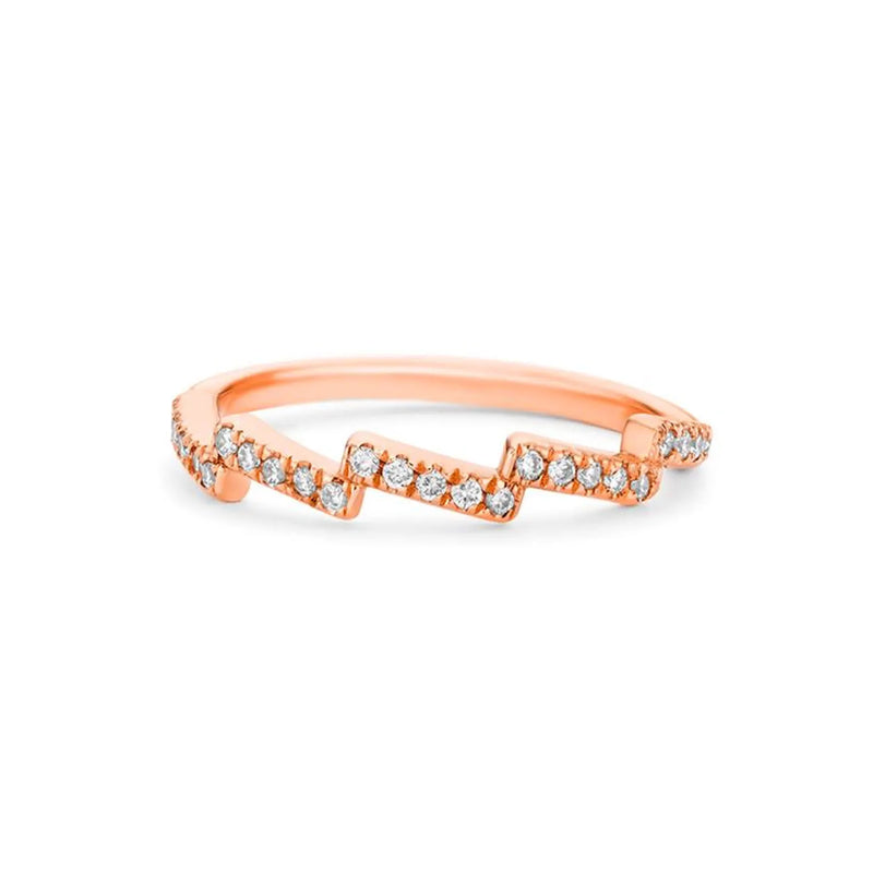 Zig Zag Wave Shape Ring in Gold with Diamonds