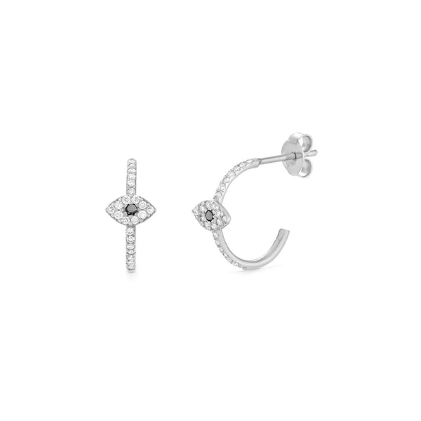 Evil Eye Hoop Earrings in Gold with Diamonds