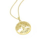 Tree of Life Disc Pendant in Gold with Diamonds