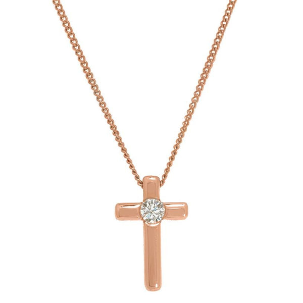 Tiny Cross Necklace in Gold with Diamonds
