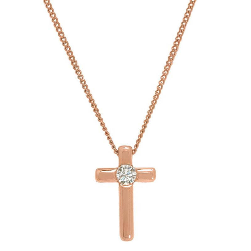 Tiny Cross Necklace in Gold with Diamonds