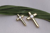 Tiny Cross Necklace in Gold with Diamonds