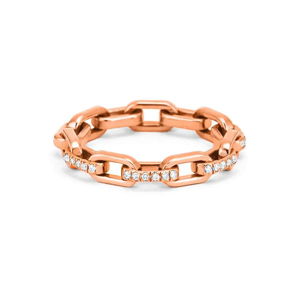 Chain Ring in Gold with Diamonds