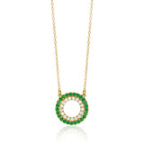 Double Circle Necklace in Gold with Diamonds
