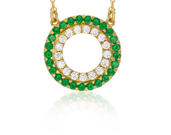 Double Circle Necklace in Gold with Diamonds
