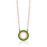 Double Circle Necklace in Gold with Diamonds