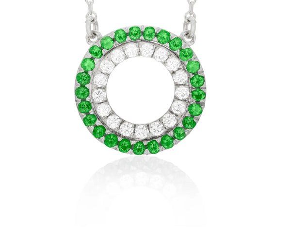 Double Circle Necklace in Gold with Diamonds