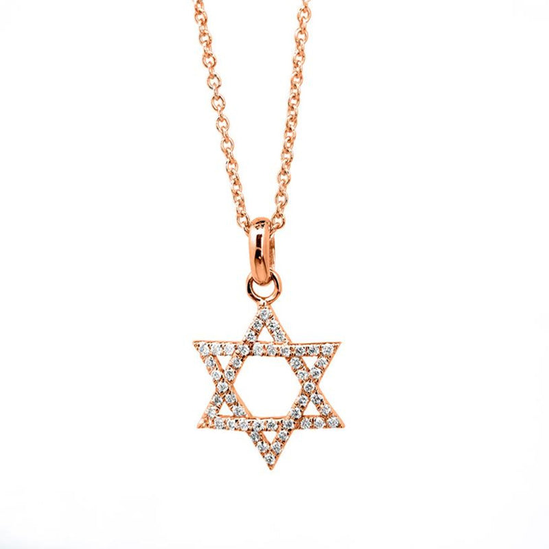 Star Of David  Necklace in Gold with Diamonds