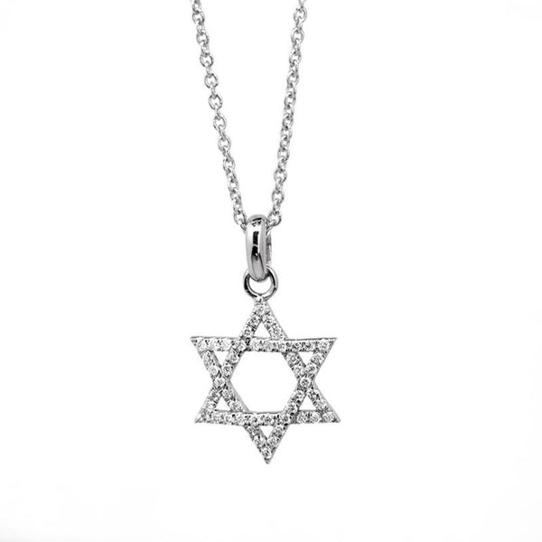 Star Of David  Necklace in Gold with Diamonds
