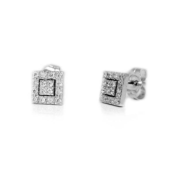 Square Shape Earrings in Gold with Diamonds
