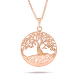 Tree of Life Disc Pendant in Gold with Diamonds