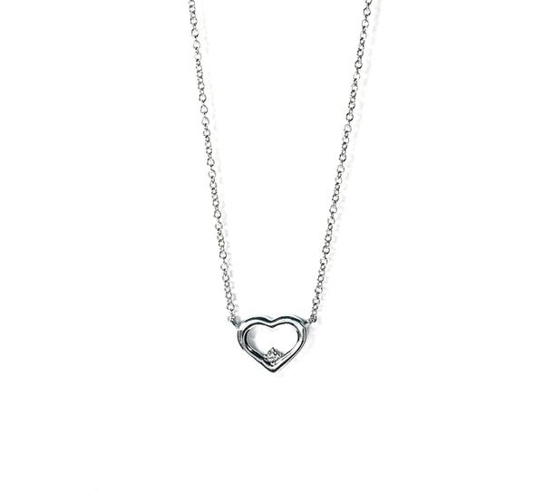 Heart Minimal Necklace in Gold with Diamonds