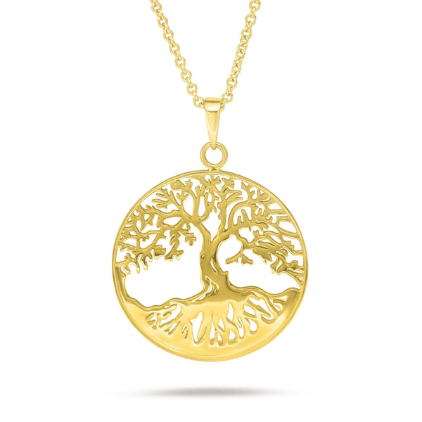 Tree of Life Disc Pendant in Gold with Diamonds