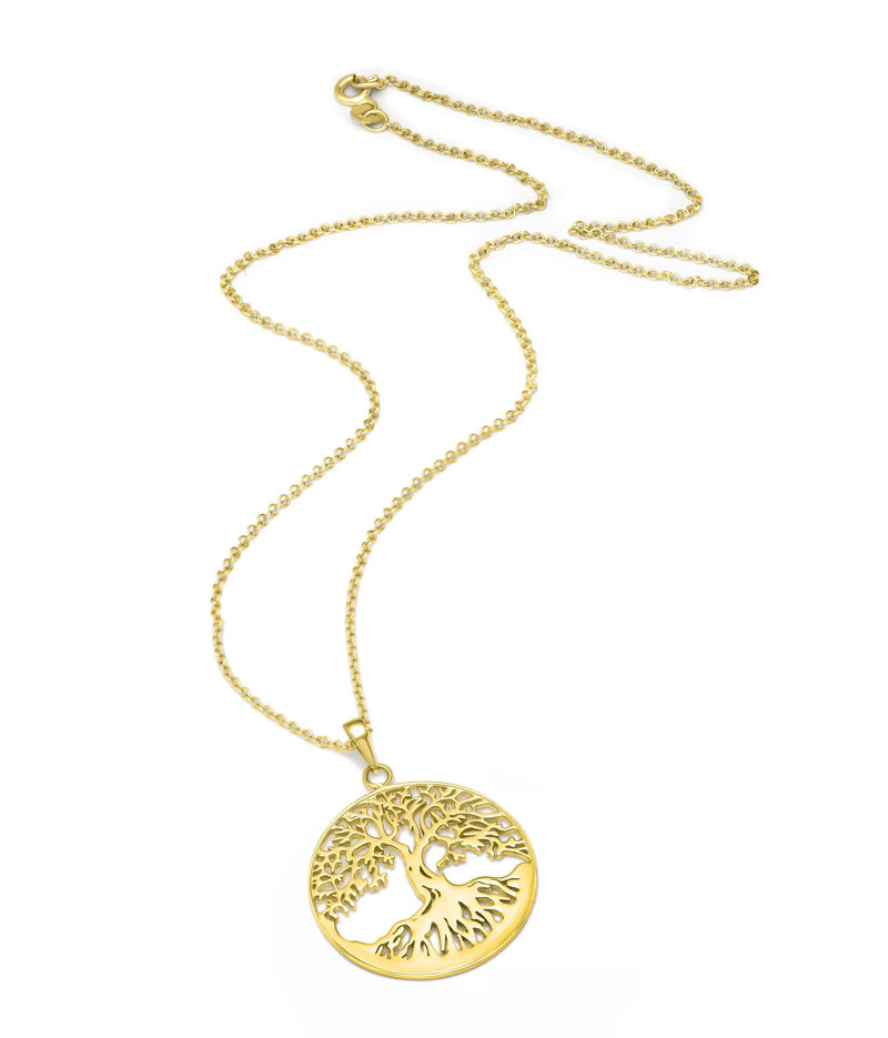 Tree of Life Disc Pendant in Gold with Diamonds