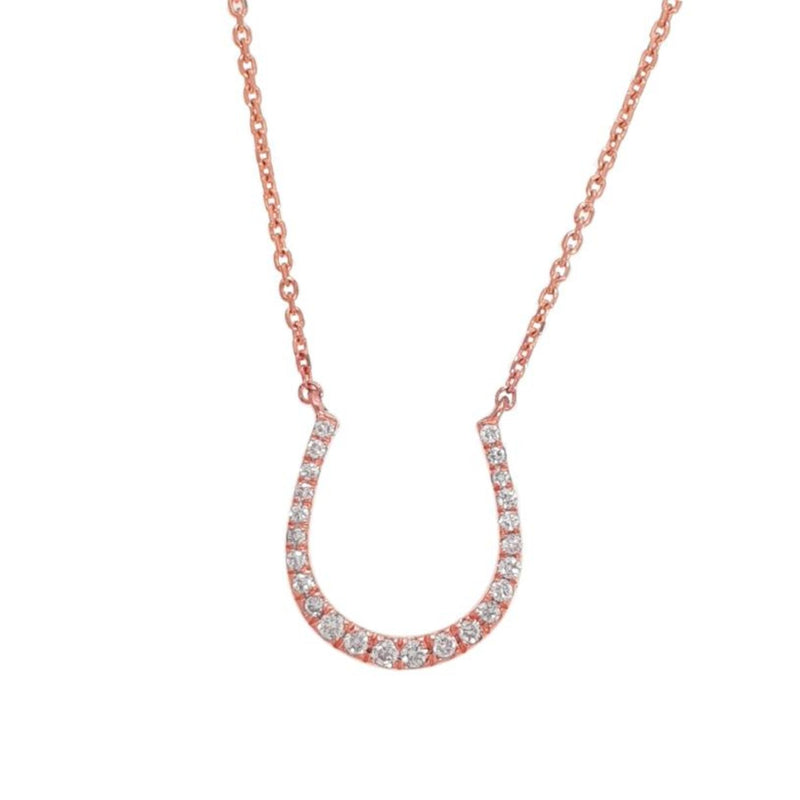 Horseshoe Shape Necklace in Gold with Diamonds