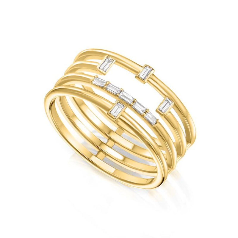 Baguette Ring in gold with diamonds