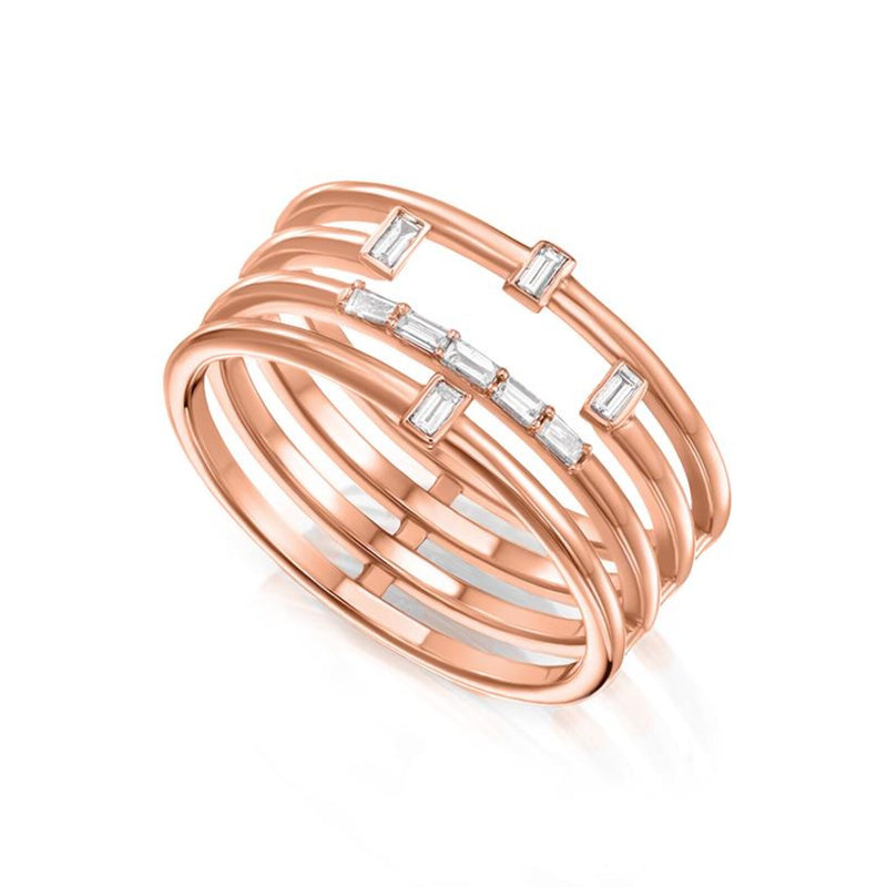 Baguette Ring in gold with diamonds