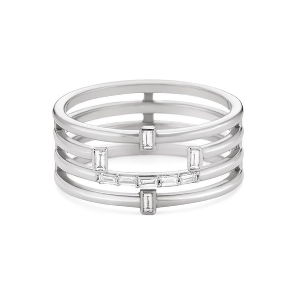 Baguette Ring in gold with diamonds